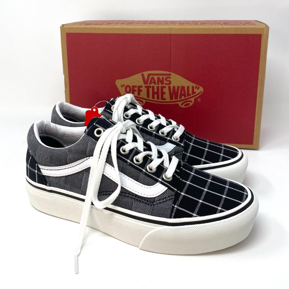VANS Old Skool Platform Woven Check Black Gray Shoes Women's Size VN0A3B3U1AW - Picture 8 of 10